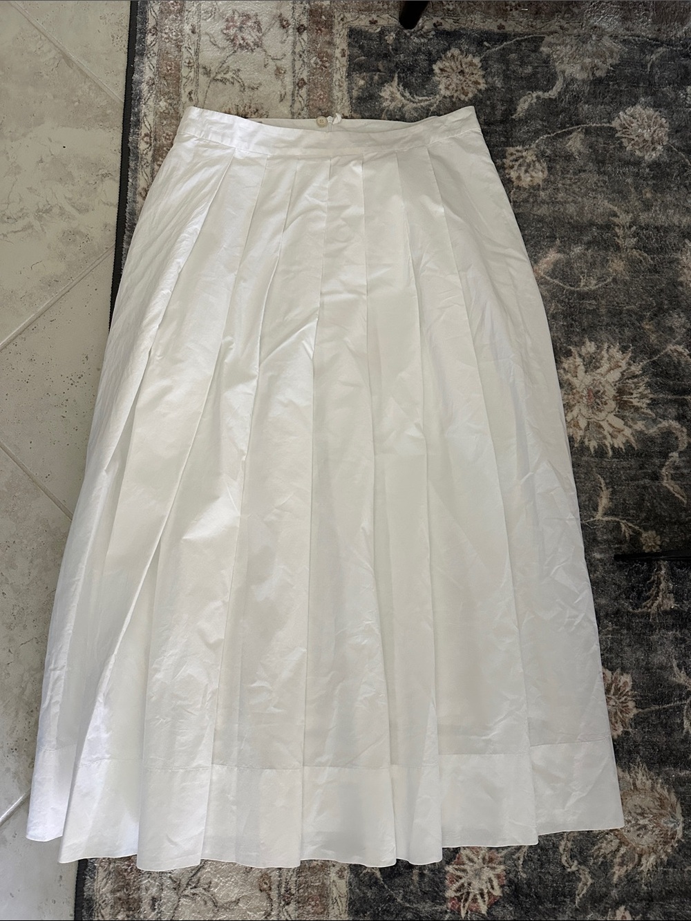 Pauw Amsterdam White Crisp Cotton Pleated Midi/maxi Skirt Size XL (4)